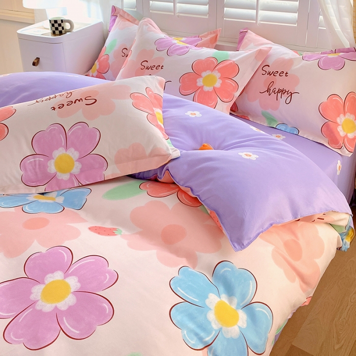 91家纺网 家纺一手货源 找家纺 好亿来  2025新款植物羊绒加厚斜纹磨毛单被套 爱花如韵