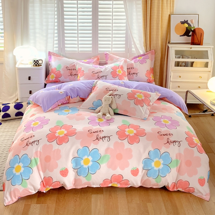 91家纺网 家纺一手货源 找家纺 好亿来  2025新款植物羊绒加厚斜纹磨毛单被套 爱花如韵