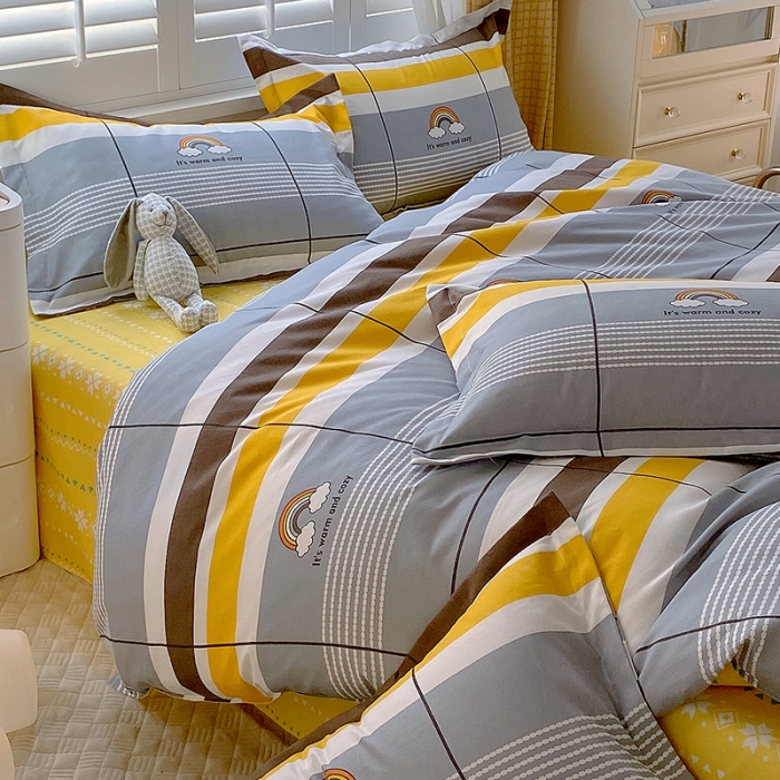 91家纺网 家纺一手货源 找家纺 好亿来  2025新款植物羊绒加厚斜纹磨毛单被套 彩色心情