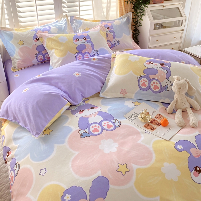 91家纺网 家纺一手货源 找家纺 好亿来  2025新款植物羊绒加厚斜纹磨毛单被套 黛菲兔