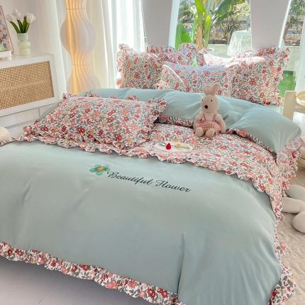 绒兔兔 2023双层纱印花四件套 春日蜜糖