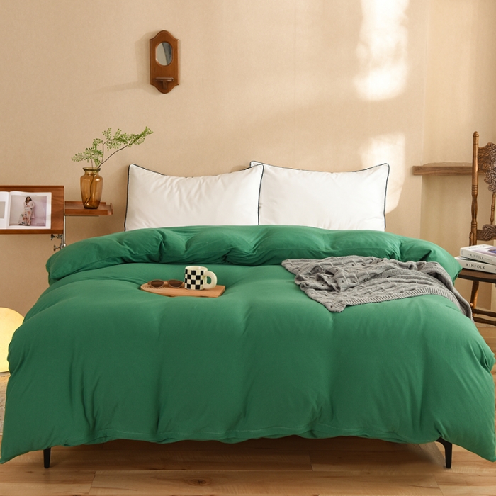91家纺网 家纺一手货源 找家纺 甜之梦 2025新款针织棉拼色单被套(任何尺寸都可以定制) 草绿
