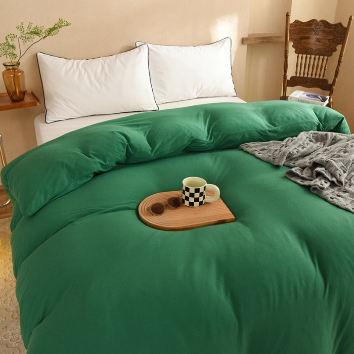 91家纺网 家纺一手货源 找家纺 甜之梦 2025新款针织棉拼色单被套(任何尺寸都可以定制) 草绿