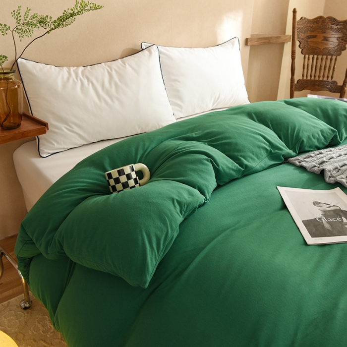 91家纺网 家纺一手货源 找家纺 甜之梦 2025新款针织棉拼色单被套(任何尺寸都可以定制) 草绿