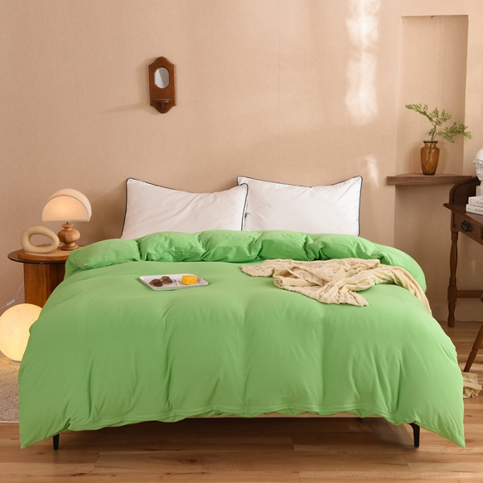 91家纺网 家纺一手货源 找家纺 甜之梦 2025新款针织棉拼色单被套(任何尺寸都可以定制) 果绿