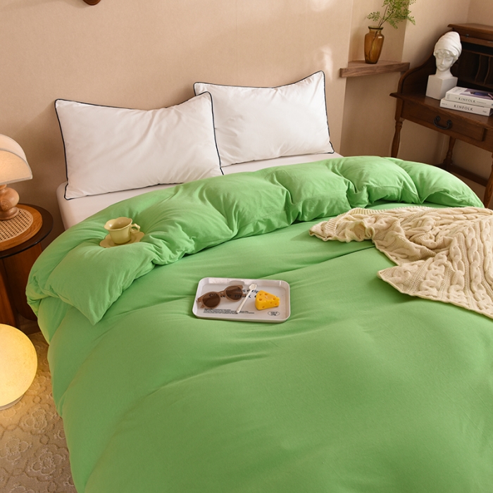 91家纺网 家纺一手货源 找家纺 甜之梦 2025新款针织棉拼色单被套(任何尺寸都可以定制) 果绿