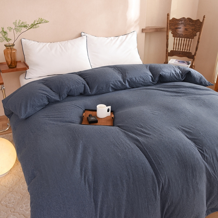 91家纺网 家纺一手货源 找家纺 甜之梦 2025新款针织棉拼色单被套(任何尺寸都可以定制) 海军蓝