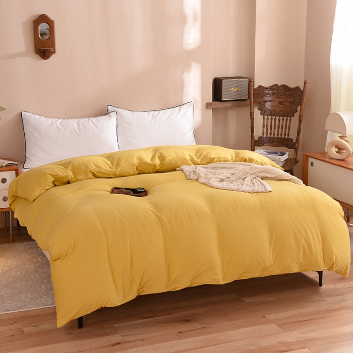 91家纺网 家纺一手货源 找家纺 甜之梦 2025新款针织棉拼色单被套(任何尺寸都可以定制) 姜黄