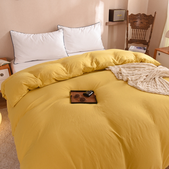 91家纺网 家纺一手货源 找家纺 甜之梦 2025新款针织棉拼色单被套(任何尺寸都可以定制) 姜黄