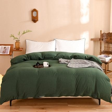 甜之梦 2025新款针织棉拼色单被套(任何尺寸都可以定制) 墨绿