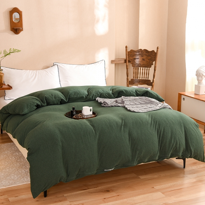 91家纺网 家纺一手货源 找家纺 甜之梦 2025新款针织棉拼色单被套(任何尺寸都可以定制) 墨绿