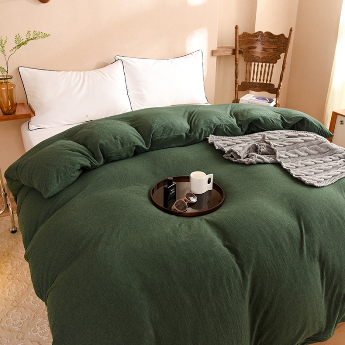 91家纺网 家纺一手货源 找家纺 甜之梦 2025新款针织棉拼色单被套(任何尺寸都可以定制) 墨绿