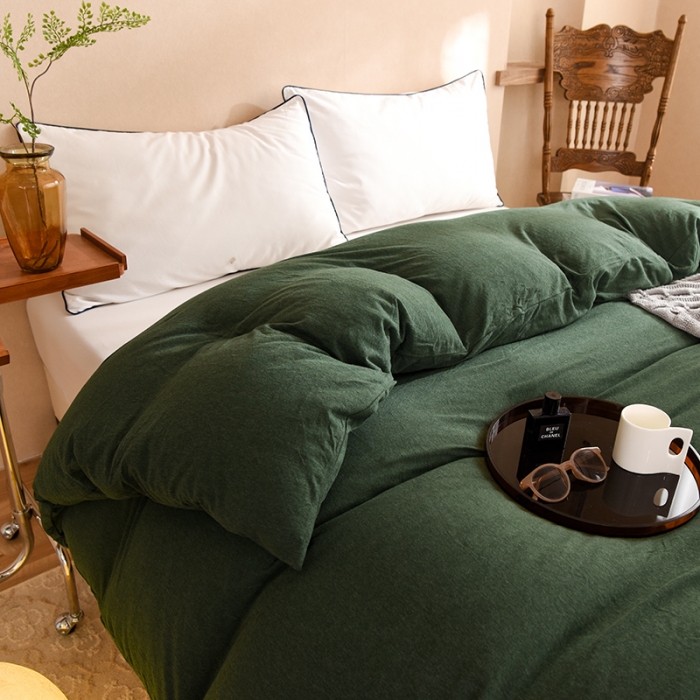 91家纺网 家纺一手货源 找家纺 甜之梦 2025新款针织棉拼色单被套(任何尺寸都可以定制) 墨绿