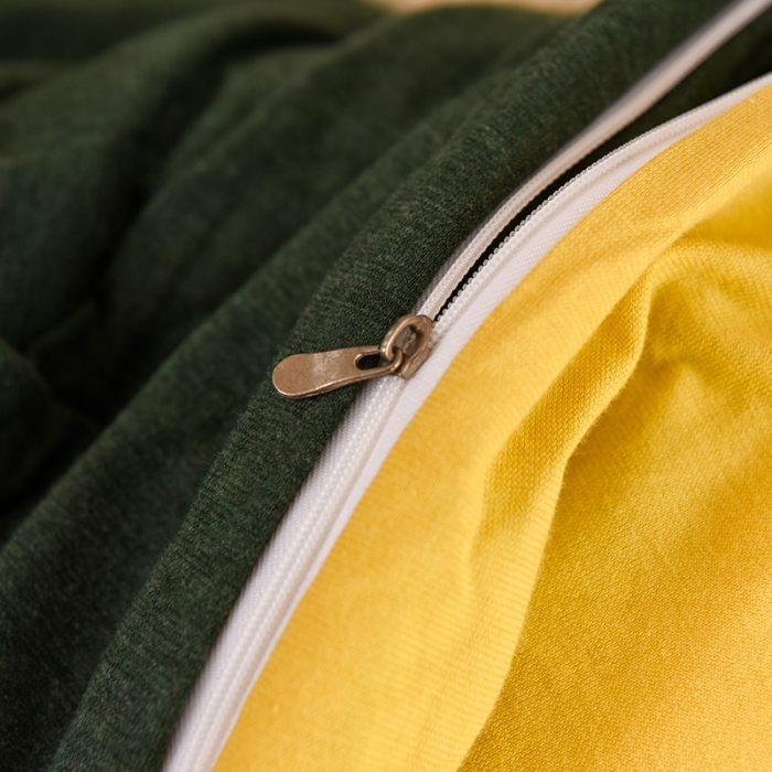 91家纺网 家纺一手货源 找家纺 甜之梦 2025新款针织棉拼色单被套(任何尺寸都可以定制) 墨绿+姜黄