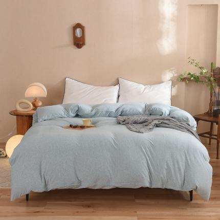 甜之梦 2025新款针织棉拼色单被套(任何尺寸都可以定制) 水绿