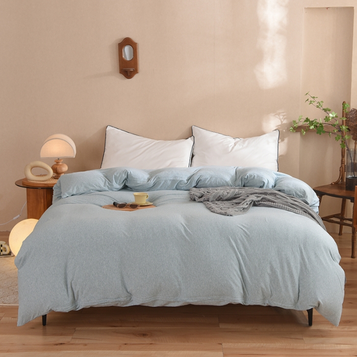 91家纺网 家纺一手货源 找家纺 甜之梦 2025新款针织棉拼色单被套(任何尺寸都可以定制) 水绿