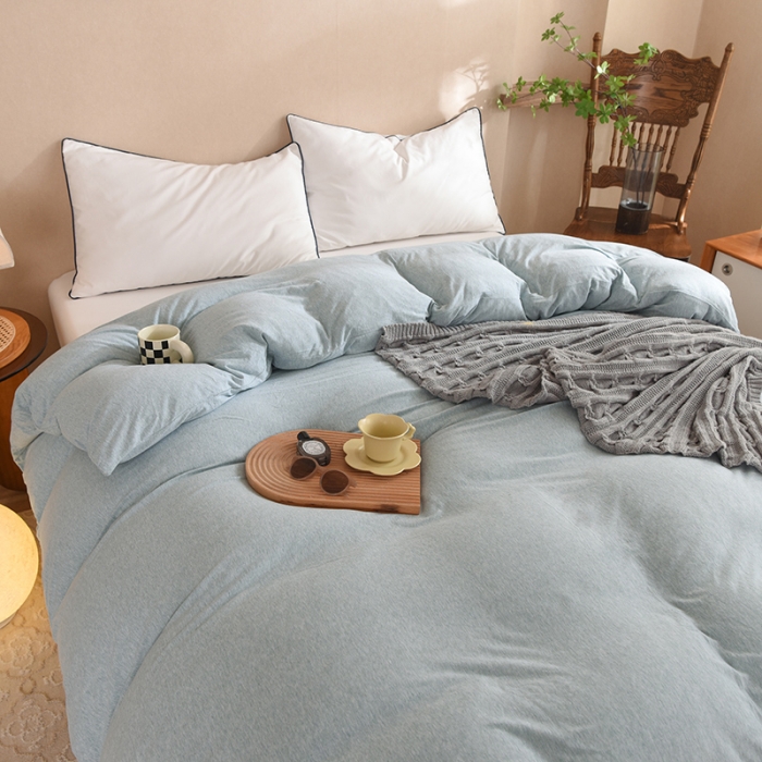 91家纺网 家纺一手货源 找家纺 甜之梦 2025新款针织棉拼色单被套(任何尺寸都可以定制) 水绿