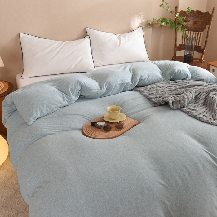 91家纺网 家纺一手货源 找家纺 甜之梦 2025新款针织棉拼色单被套(任何尺寸都可以定制) 水绿