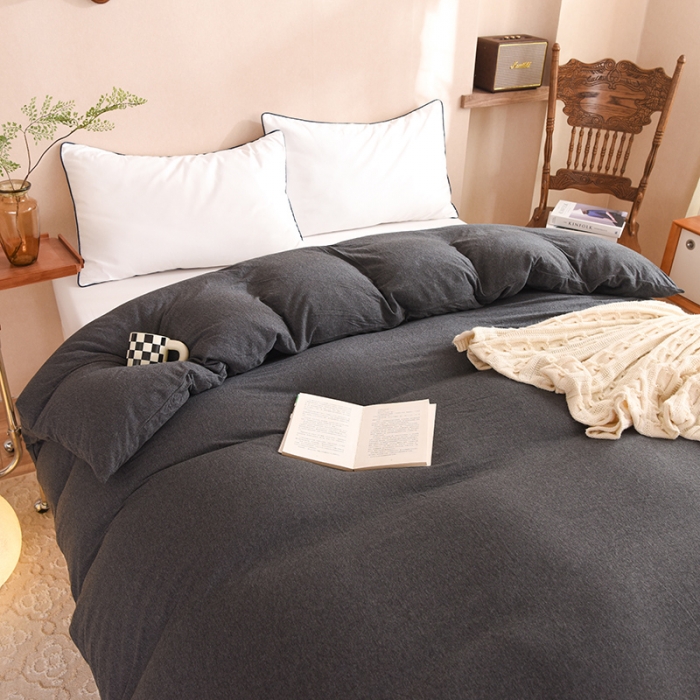 91家纺网 家纺一手货源 找家纺 甜之梦 2025新款针织棉拼色单被套(任何尺寸都可以定制) 碳黑