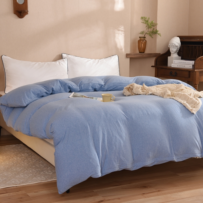 91家纺网 家纺一手货源 找家纺 甜之梦 2025新款针织棉拼色单被套(任何尺寸都可以定制) 天兰