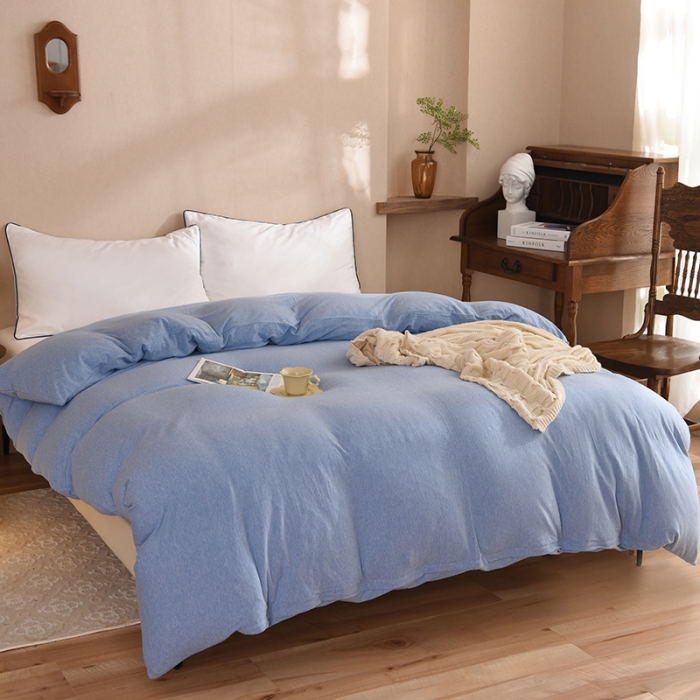 91家纺网 家纺一手货源 找家纺 甜之梦 2025新款针织棉拼色单被套(任何尺寸都可以定制) 天兰