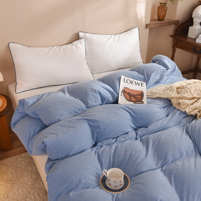 91家纺网 家纺一手货源 找家纺 甜之梦 2025新款针织棉拼色单被套(任何尺寸都可以定制) 天兰