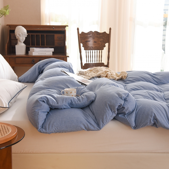 91家纺网 家纺一手货源 找家纺 甜之梦 2025新款针织棉拼色单被套(任何尺寸都可以定制) 天兰