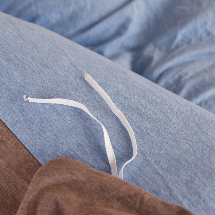 91家纺网 家纺一手货源 找家纺 甜之梦 2025新款针织棉拼色单被套(任何尺寸都可以定制) 天兰+深咖