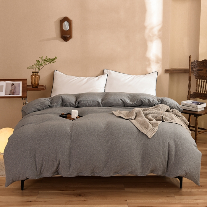 91家纺网 家纺一手货源 找家纺 甜之梦 2025新款针织棉拼色单被套(任何尺寸都可以定制) 雅灰