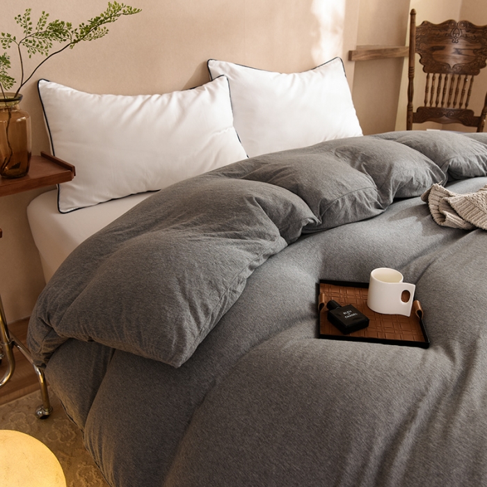 91家纺网 家纺一手货源 找家纺 甜之梦 2025新款针织棉拼色单被套(任何尺寸都可以定制) 雅灰