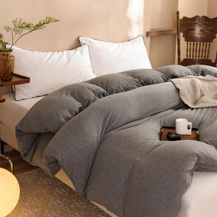 91家纺网 家纺一手货源 找家纺 甜之梦 2025新款针织棉拼色单被套(任何尺寸都可以定制) 雅灰