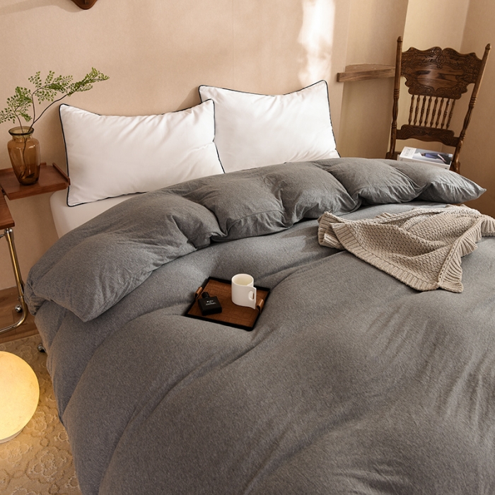 91家纺网 家纺一手货源 找家纺 甜之梦 2025新款针织棉拼色单被套(任何尺寸都可以定制) 雅灰