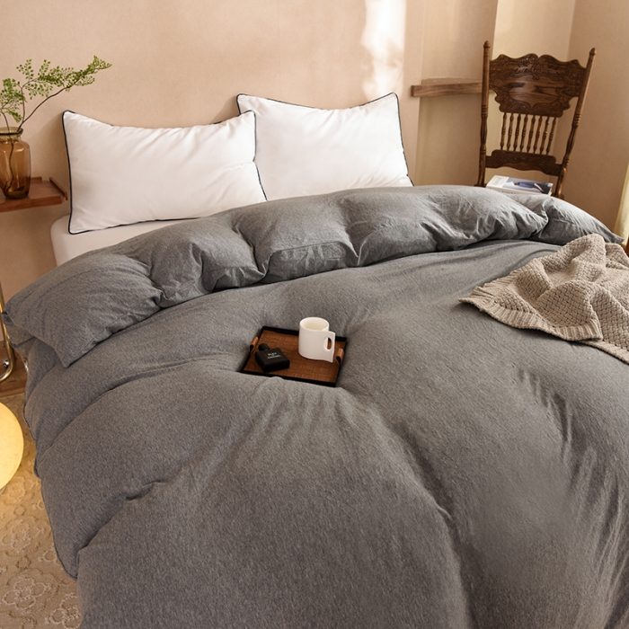 91家纺网 家纺一手货源 找家纺 甜之梦 2025新款针织棉拼色单被套(任何尺寸都可以定制) 雅灰
