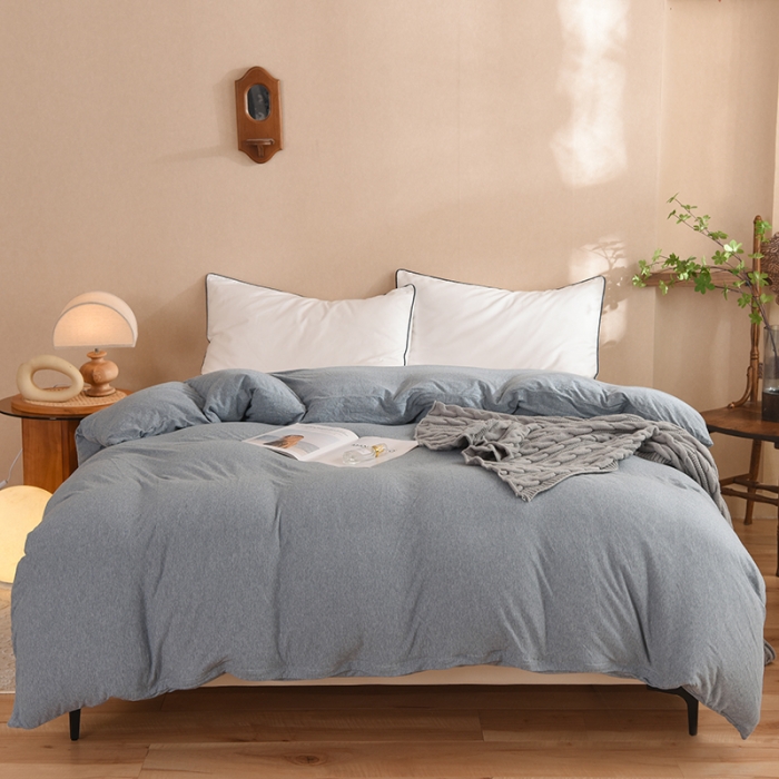 91家纺网 家纺一手货源 找家纺 甜之梦 2025新款针织棉拼色单被套(任何尺寸都可以定制) 烟蓝