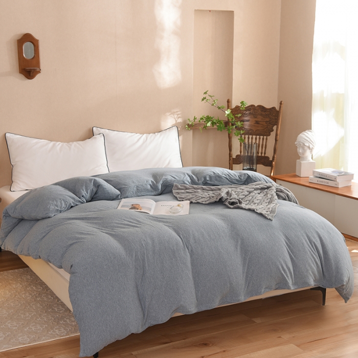 91家纺网 家纺一手货源 找家纺 甜之梦 2025新款针织棉拼色单被套(任何尺寸都可以定制) 烟蓝