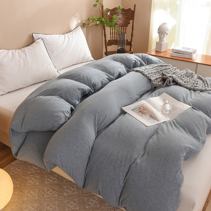 91家纺网 家纺一手货源 找家纺 甜之梦 2025新款针织棉拼色单被套(任何尺寸都可以定制) 烟蓝