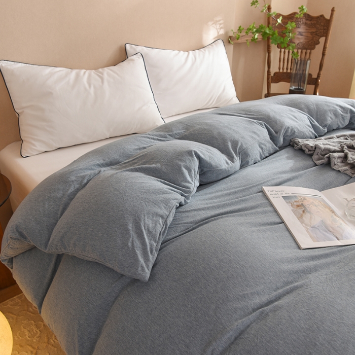 91家纺网 家纺一手货源 找家纺 甜之梦 2025新款针织棉拼色单被套(任何尺寸都可以定制) 烟蓝