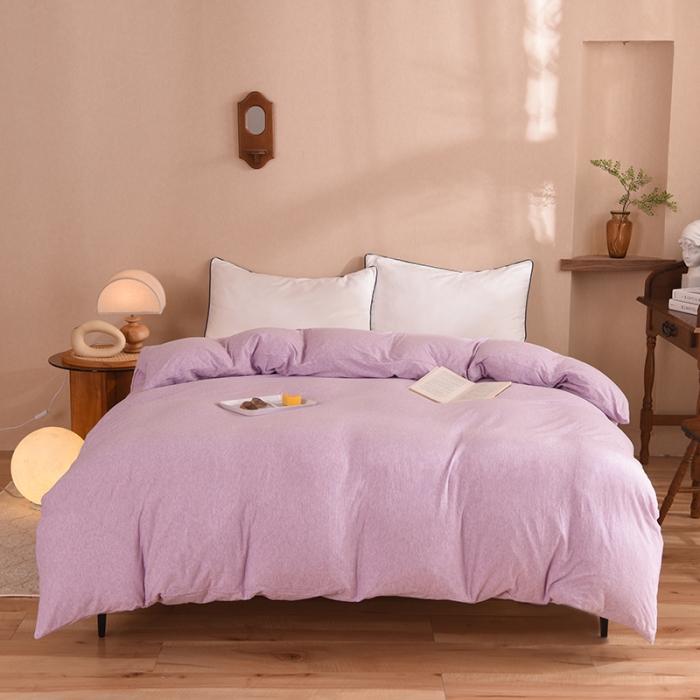 91家纺网 家纺一手货源 找家纺 甜之梦 2025新款针织棉拼色单被套(任何尺寸都可以定制) 紫色