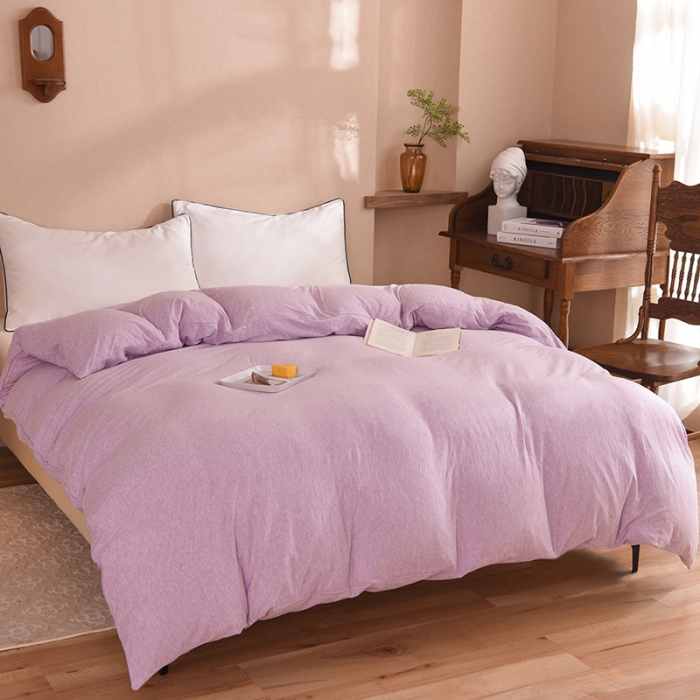 91家纺网 家纺一手货源 找家纺 甜之梦 2025新款针织棉拼色单被套(任何尺寸都可以定制) 紫色