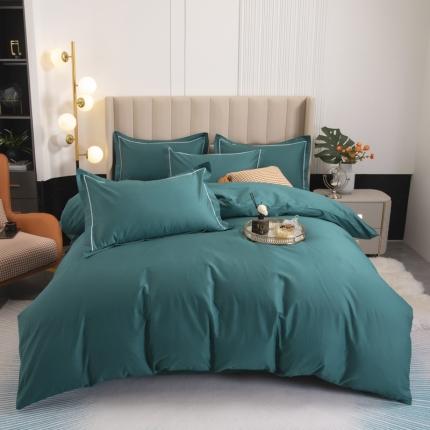 新款60支13376纯棉纯色四件套系列-四件套 孔雀绿