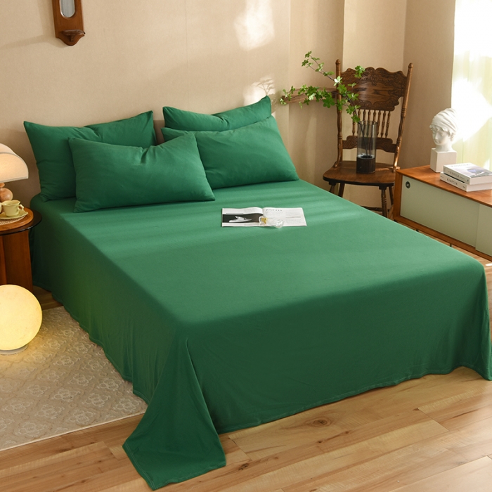 91家纺网 家纺一手货源 找家纺 甜之梦 2025新款针织棉拼色单床单(任何尺寸都可以定制) 草绿