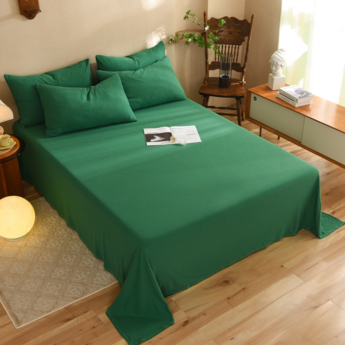 91家纺网 家纺一手货源 找家纺 甜之梦 2025新款针织棉拼色单床单(任何尺寸都可以定制) 草绿