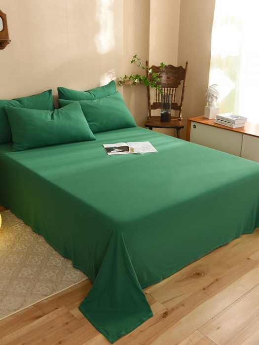 91家纺网 家纺一手货源 找家纺 甜之梦 2025新款针织棉拼色单床单(任何尺寸都可以定制) 草绿