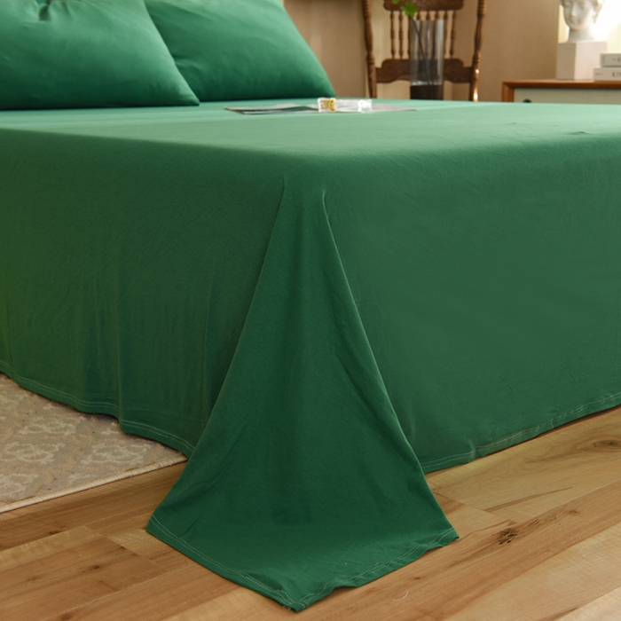 91家纺网 家纺一手货源 找家纺 甜之梦 2025新款针织棉拼色单床单(任何尺寸都可以定制) 草绿