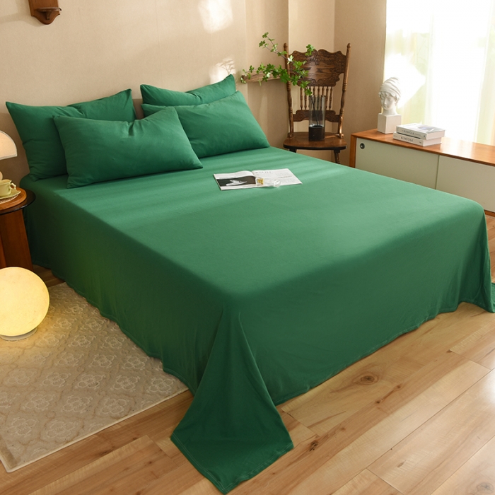 91家纺网 家纺一手货源 找家纺 甜之梦 2025新款针织棉拼色单床单(任何尺寸都可以定制) 草绿