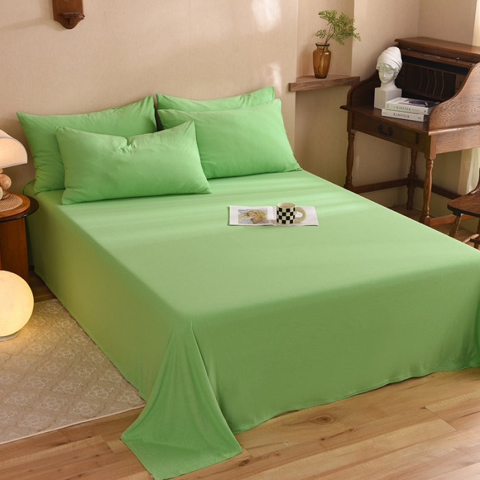 91家纺网 家纺一手货源 找家纺 甜之梦 2025新款针织棉拼色单床单(任何尺寸都可以定制) 果绿