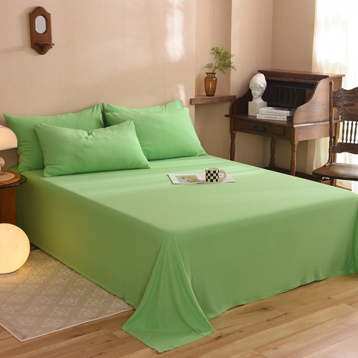 91家纺网 家纺一手货源 找家纺 甜之梦 2025新款针织棉拼色单床单(任何尺寸都可以定制) 果绿