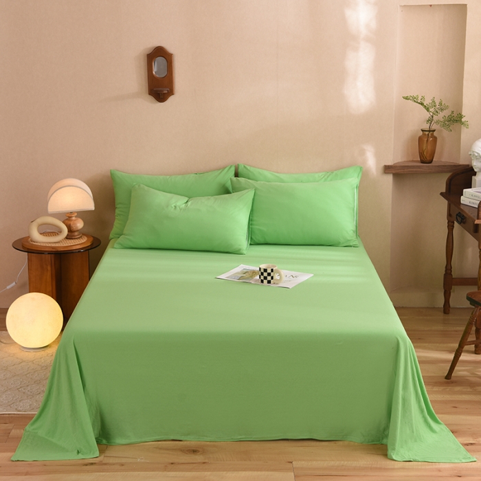 91家纺网 家纺一手货源 找家纺 甜之梦 2025新款针织棉拼色单床单(任何尺寸都可以定制) 果绿