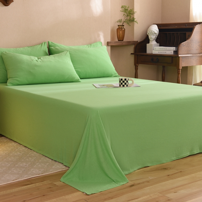 91家纺网 家纺一手货源 找家纺 甜之梦 2025新款针织棉拼色单床单(任何尺寸都可以定制) 果绿