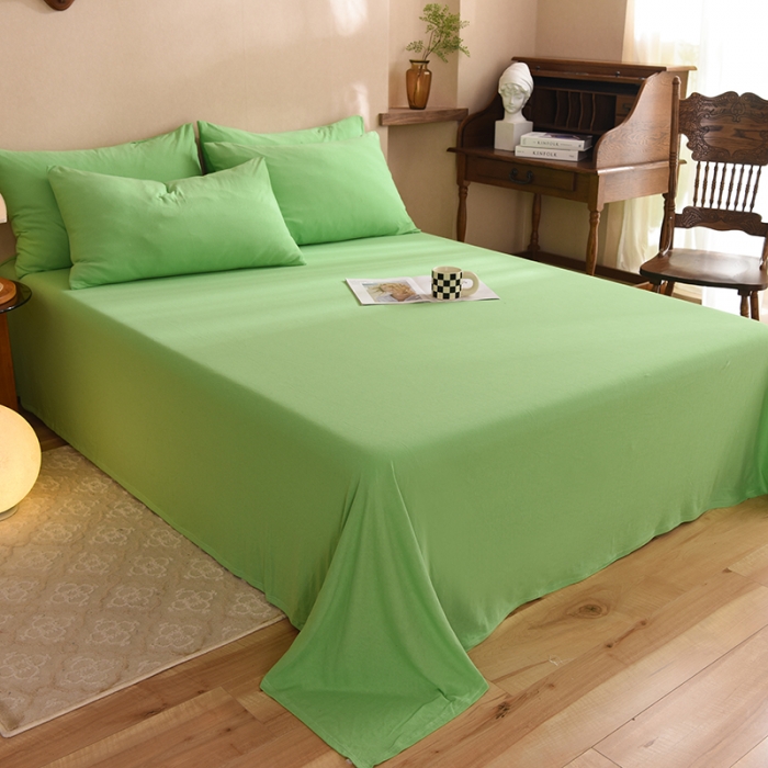 91家纺网 家纺一手货源 找家纺 甜之梦 2025新款针织棉拼色单床单(任何尺寸都可以定制) 果绿